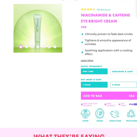 Kopari niacinamide and caffeine eye bright cream - Picture 2 of 2